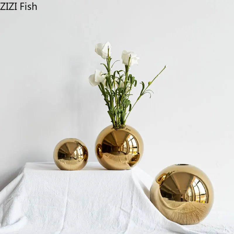 Golden Ball Ceramic Vase