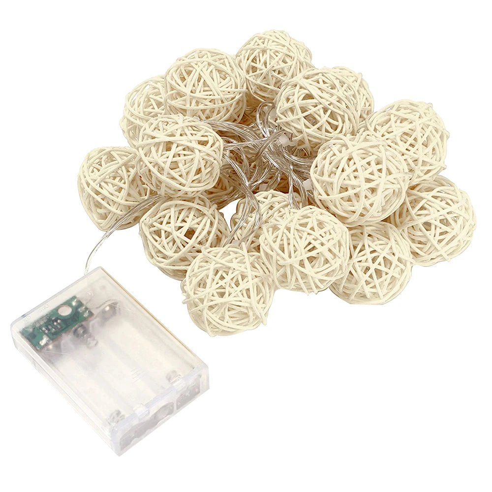 Battery Operated LED Rattan Ball Light 10/20/40