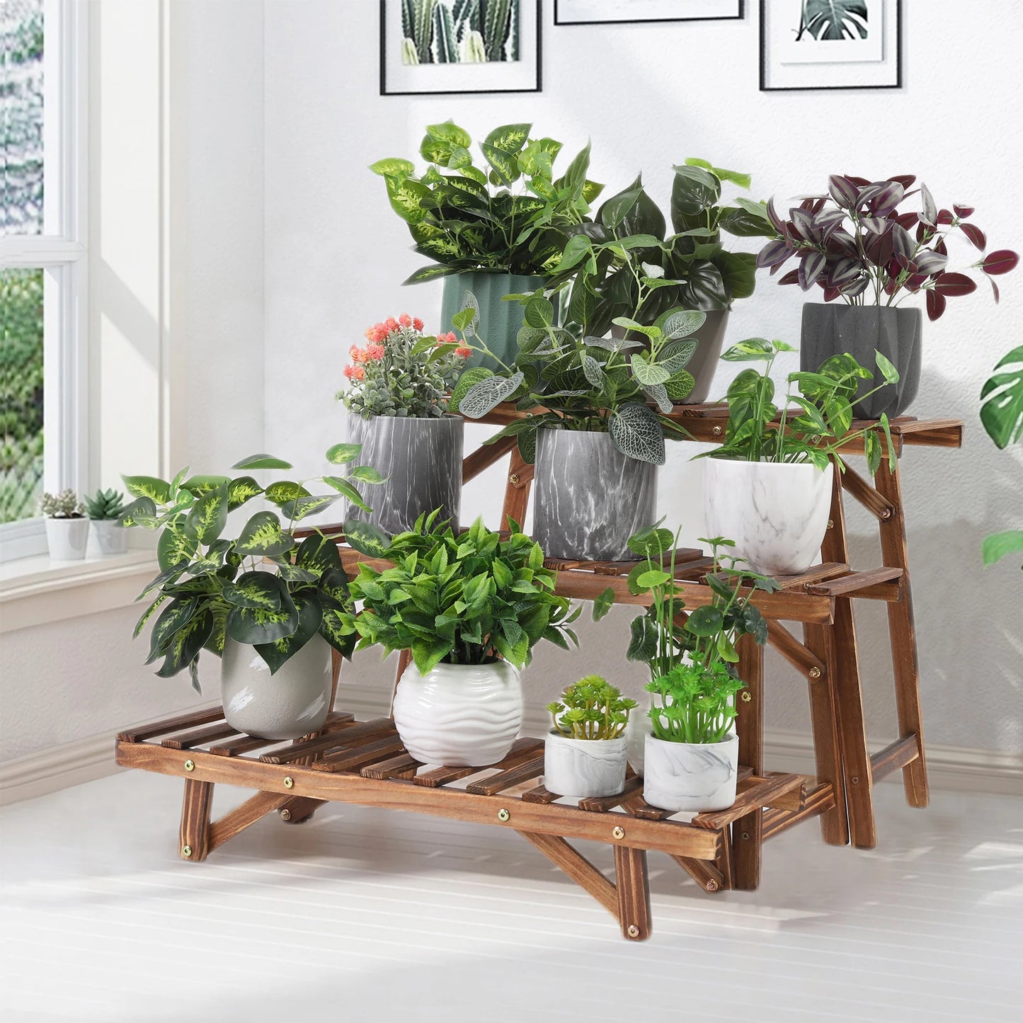 Ladder Shelf, Wooden Plant Stand