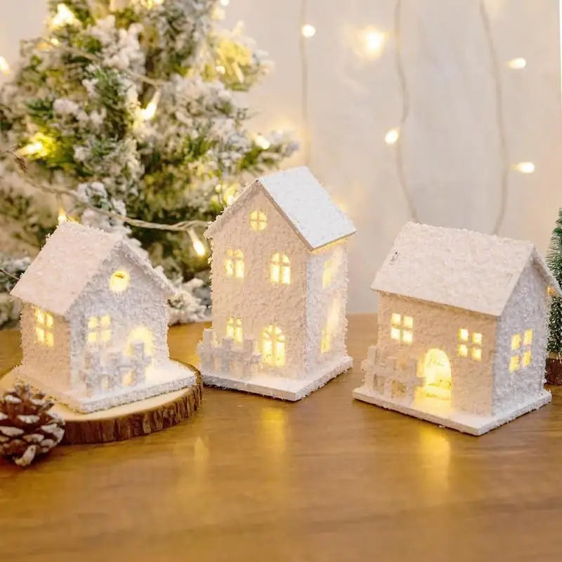 LED Lighted Mini Wood Christmas Houses