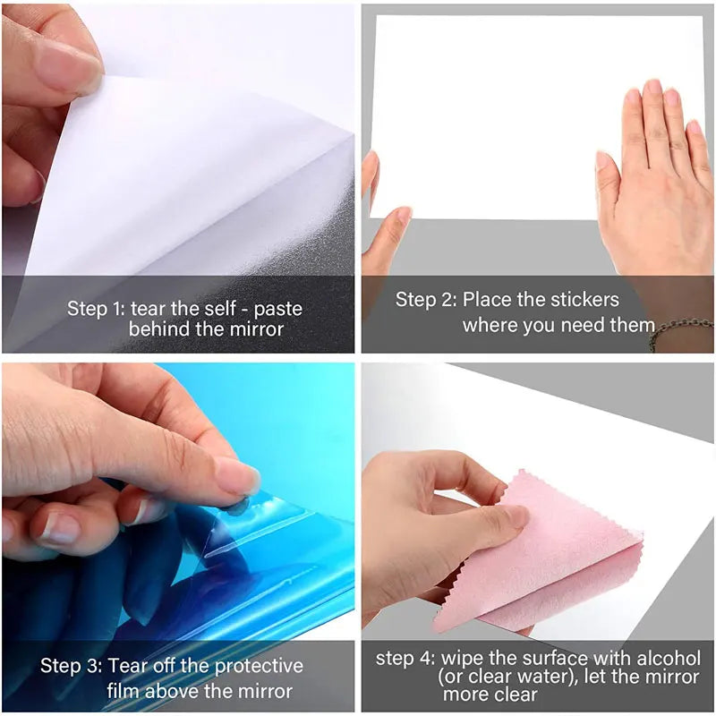 Self Adhesive Flexible Mirror Sheets  8/12pcs