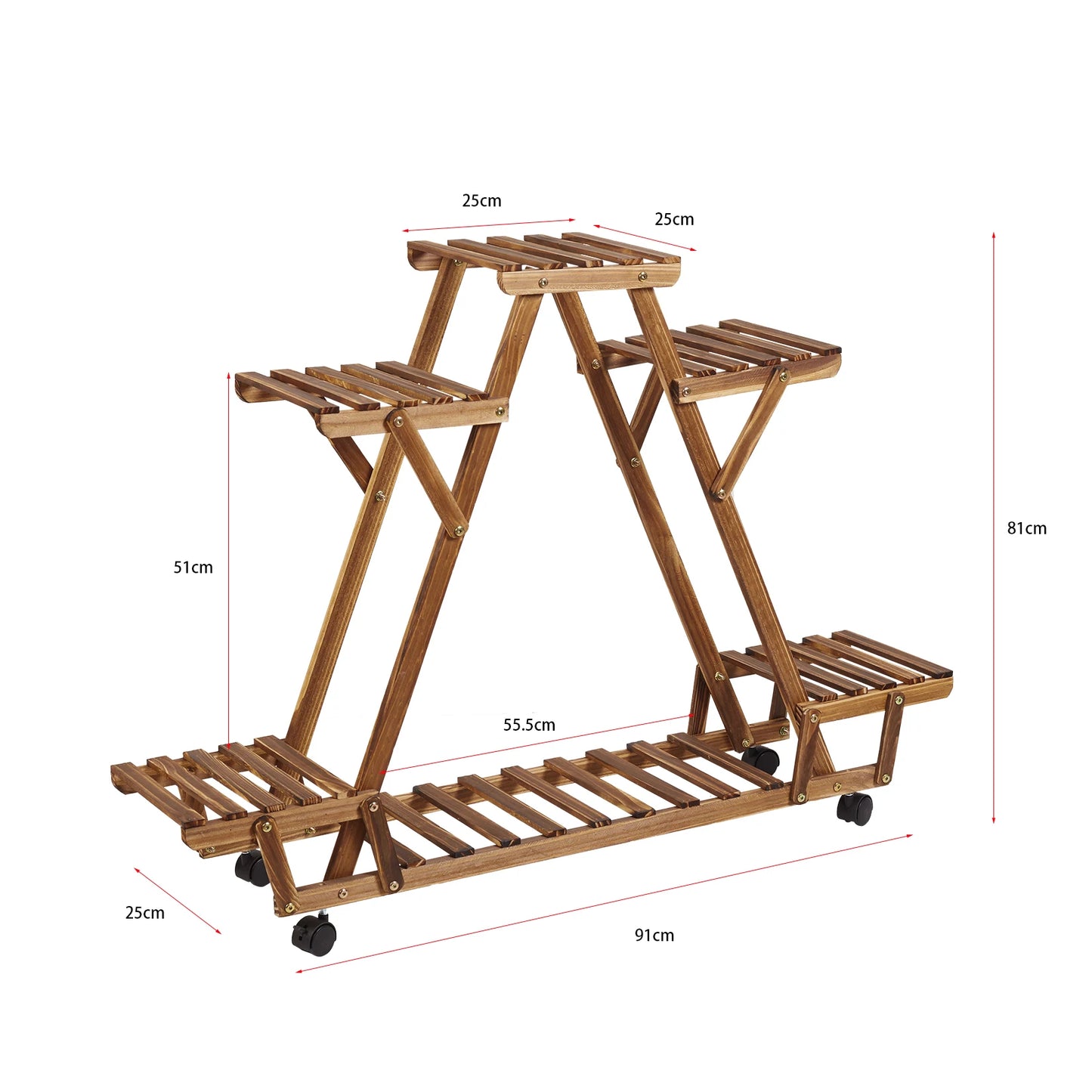 Movable Wooden Triangular Plant Stand