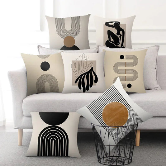 Abstract Lined Cushion Cover