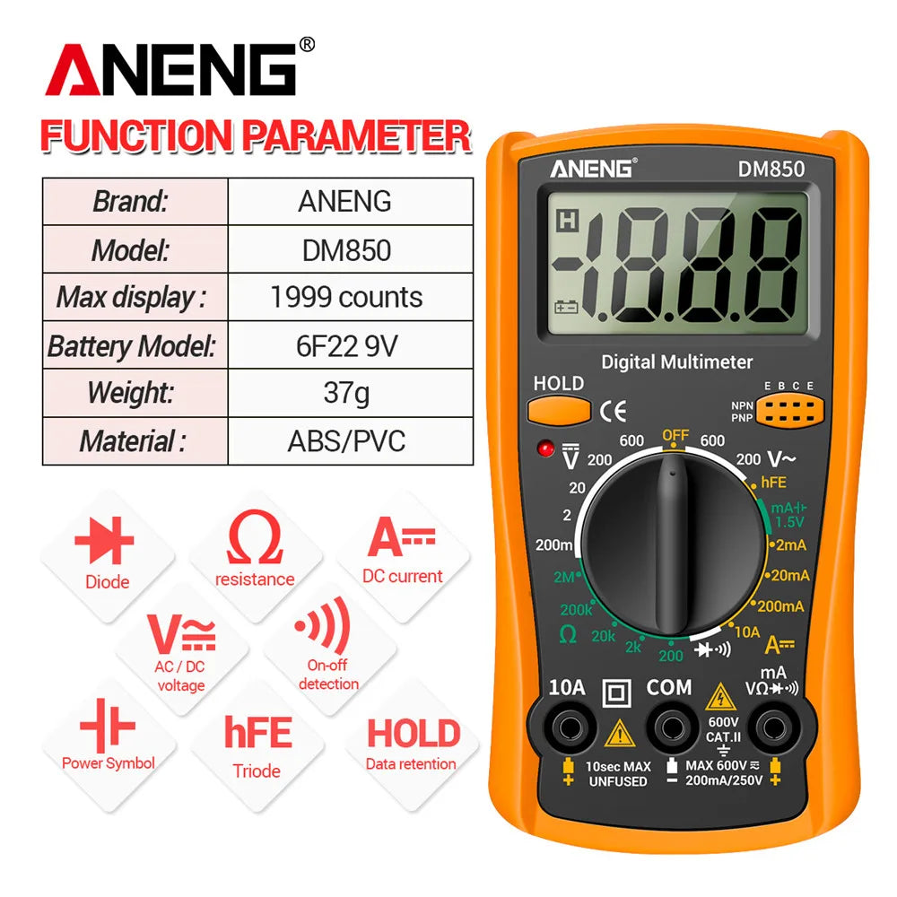 Digital Multimeter ANENG DM850 1999 Counts