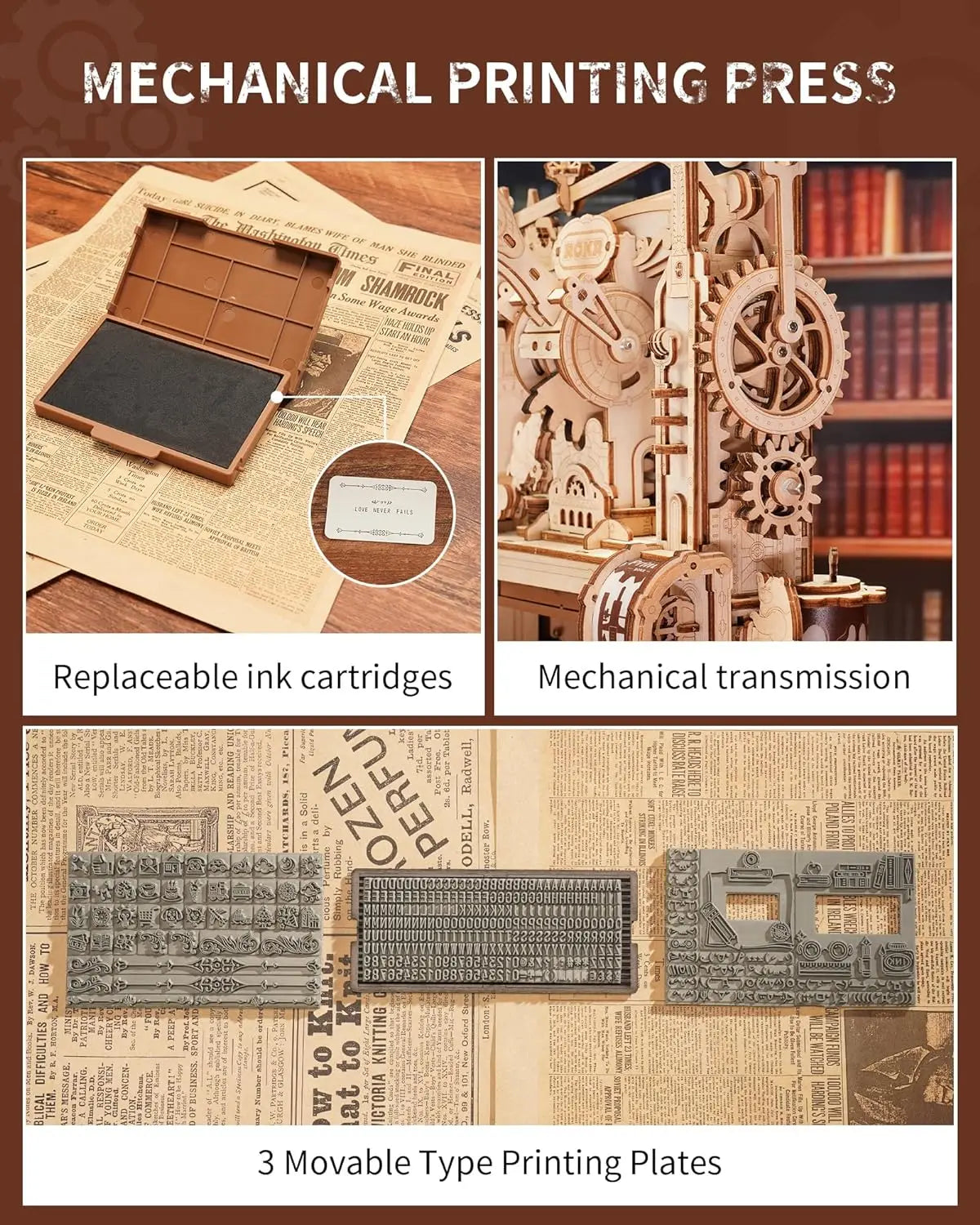 3D Wooden Puzzle Printing Press